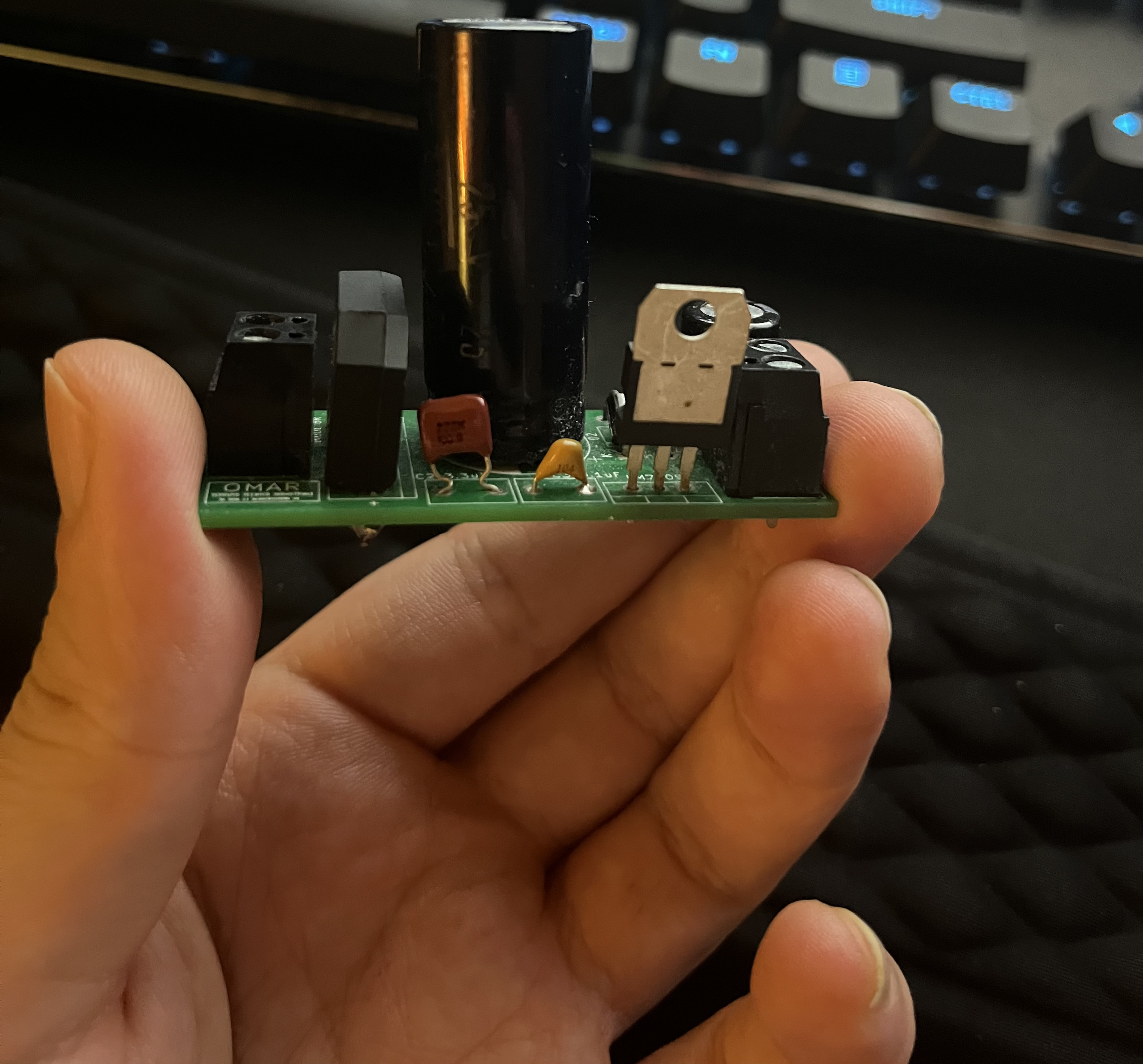 Foto della scheda elettronica saldata da me
